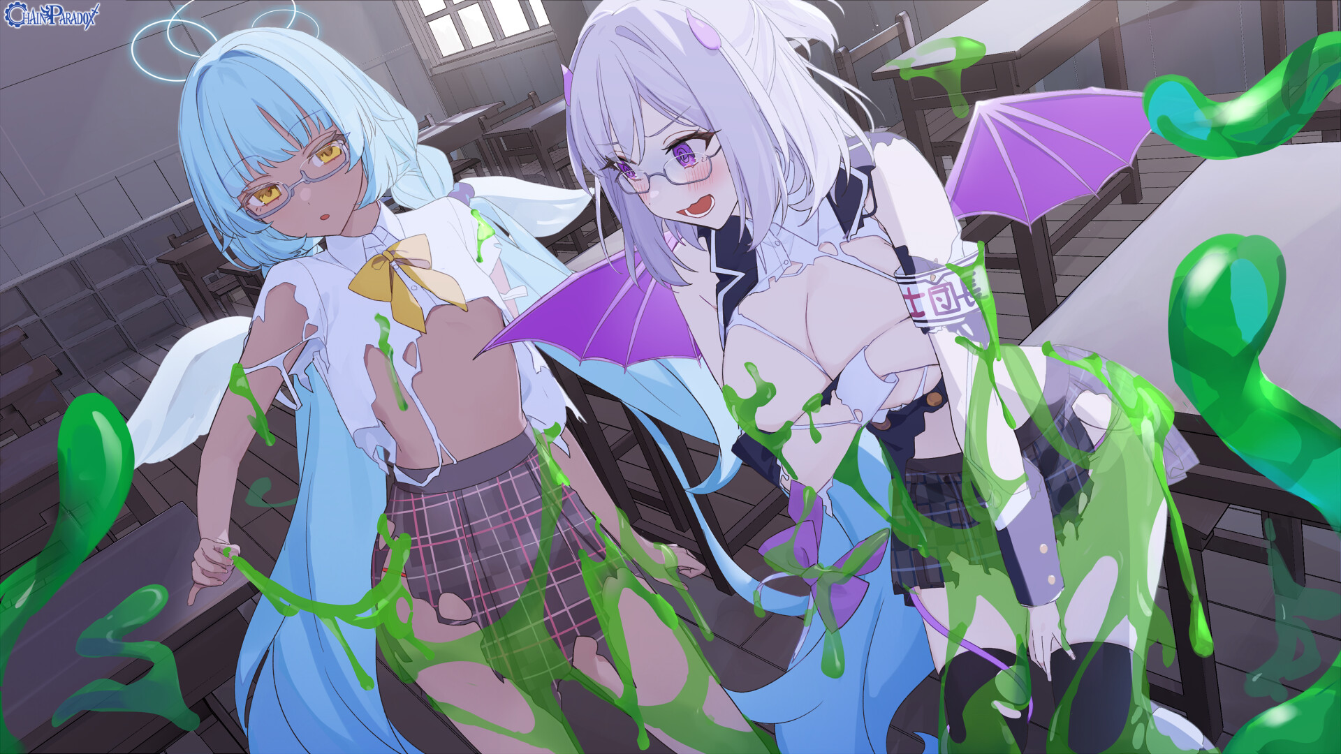 服だけ溶かすスライム vs 生徒会騎士団長&監査