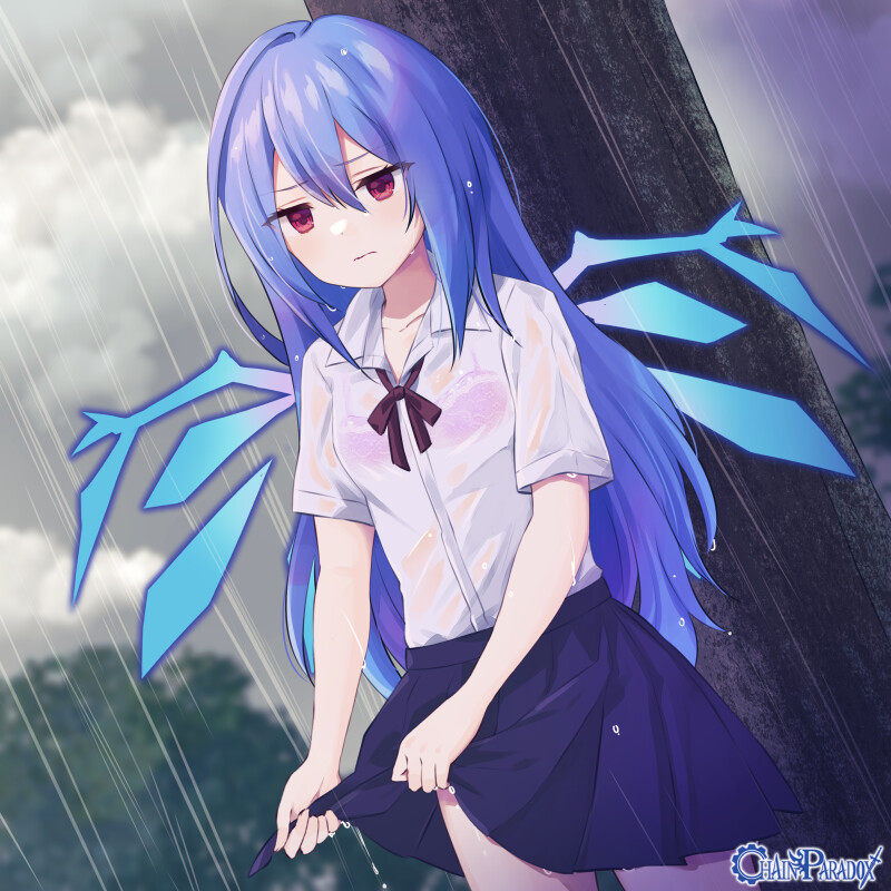 急な雨に降られて