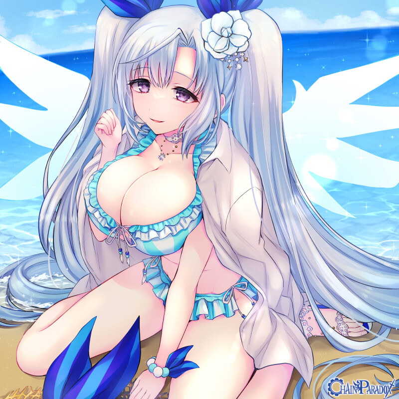 夏の浜辺の私と貴方