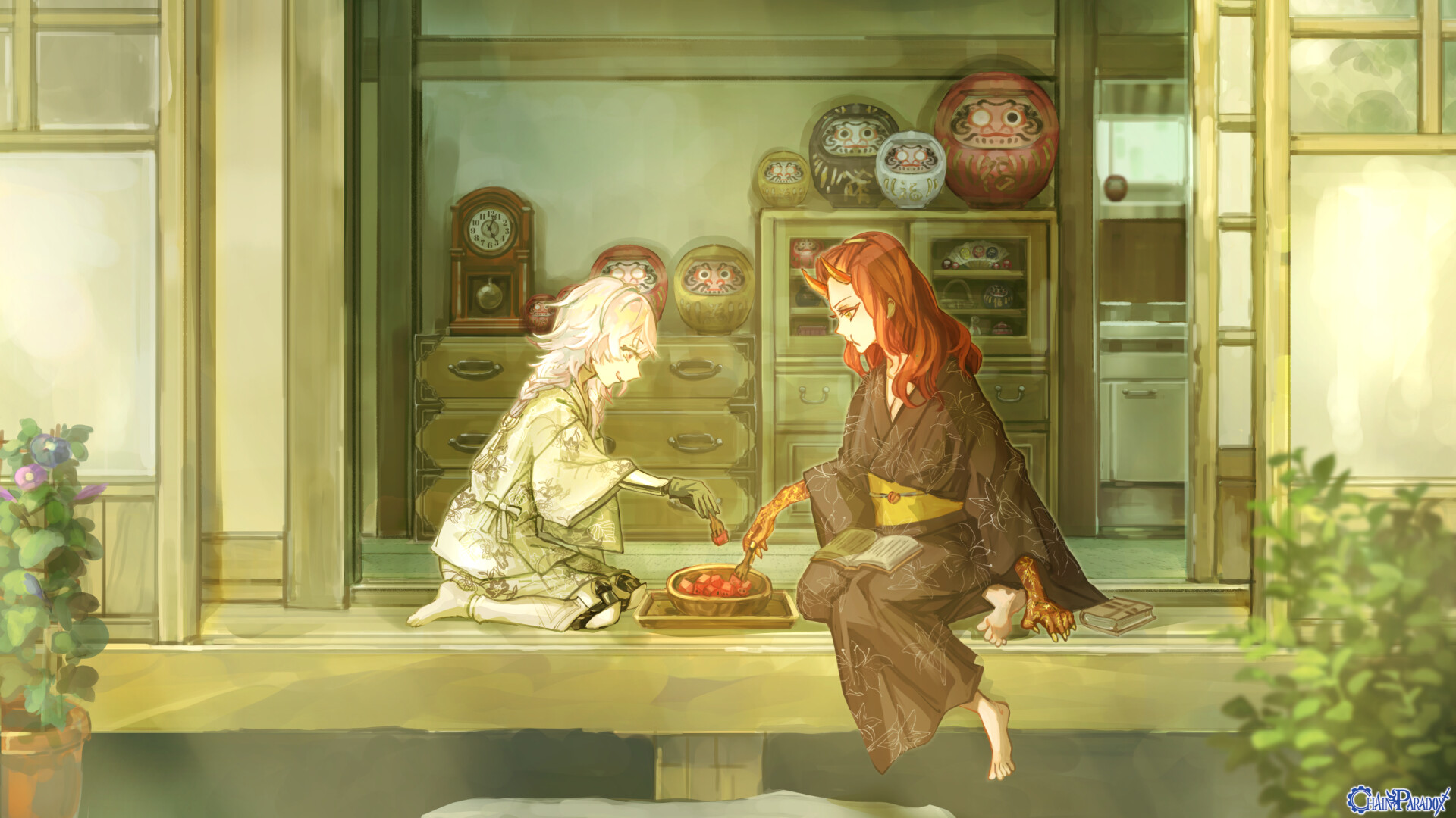 夏と西瓜と達磨