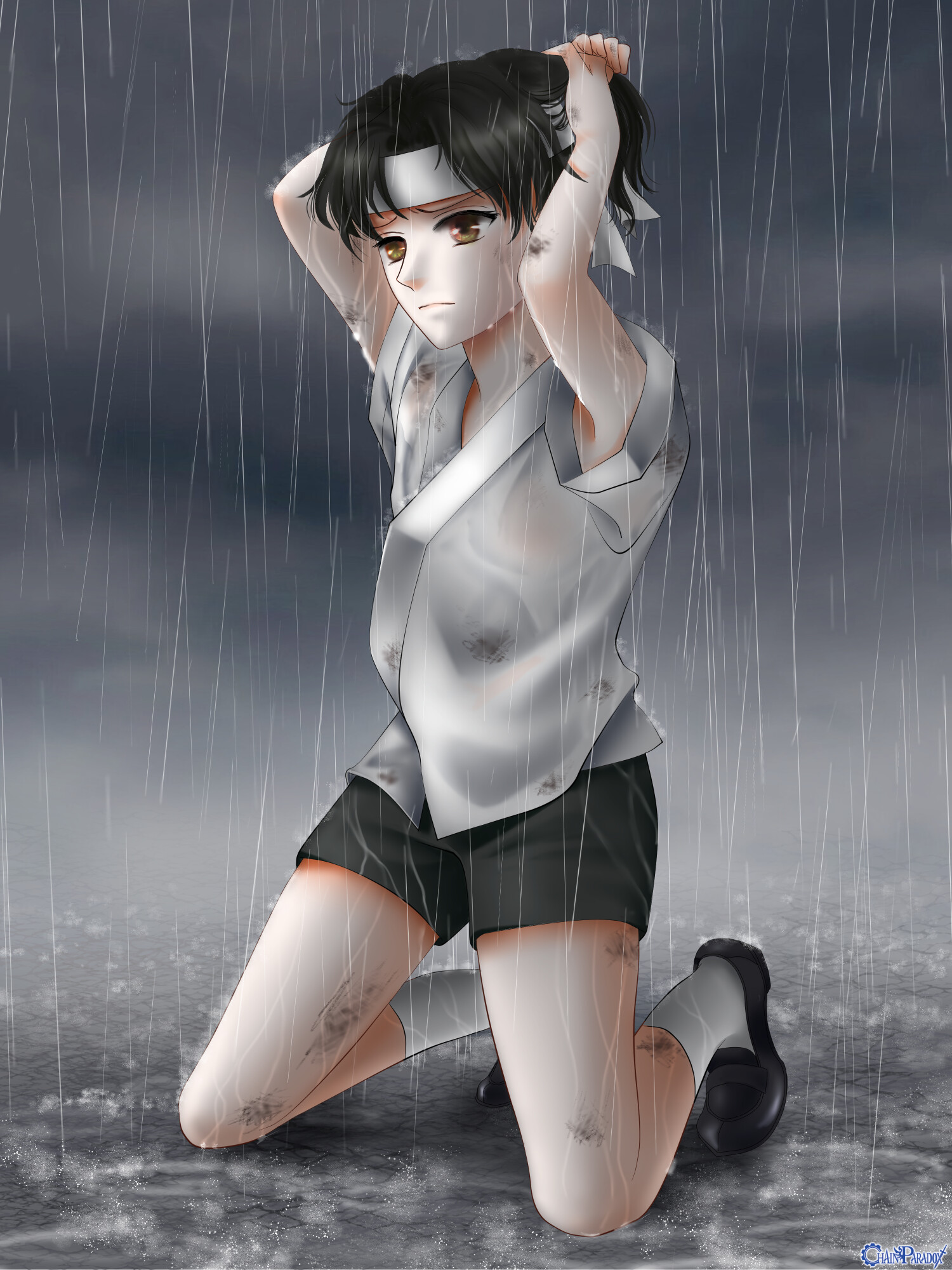 雨の中　耐える